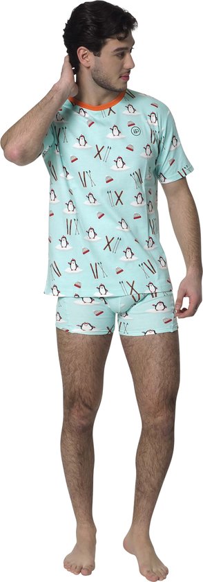 Chemise de nuit Happy Pyjamas pour hommes taille: L (S-XL) - chemise de nuit super mignonne plus Boxer dans le thème de l'hiver - coupe confortable
