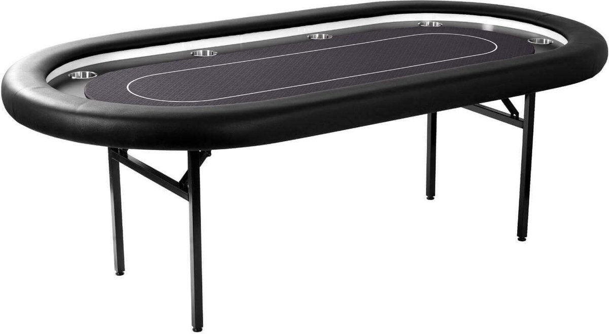 Tournament Deluxe Pokertafel MEC Inklapbaar met LED Zwart
