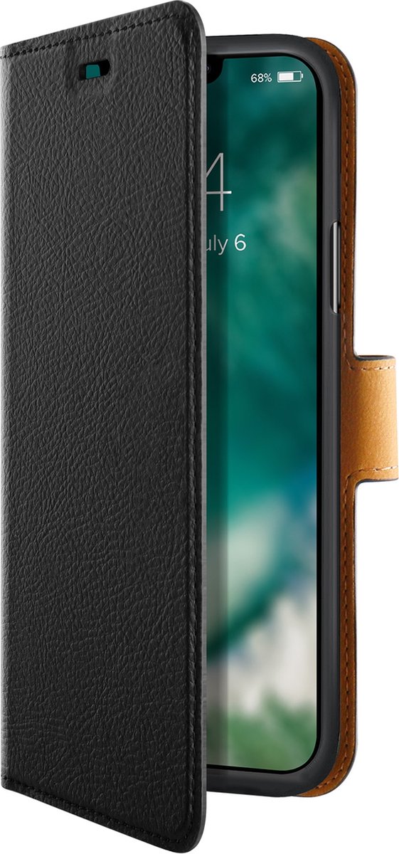 Xqisit Slim Wallet Selection Anti Bac kunstleer en TPU hoesje geschikt voor iPhone 13 mini - zwart