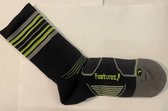 Feetures - Light Cushion - Mini Crew - Zwart/Reflector stripes - L