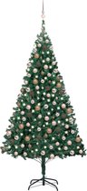 Huis en Tuin Depot Kunstkerstboom Met Led'S En Kerstballen 210 Cm Pvc Groen