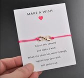 lukana Wish armband - make a wish - roze- draad - hanger infinity