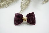 Kerst haarstrik - Kleur Bordeaux Rood - Haarstrik – Kerst strik - Glitter haarstrik – Haarstrik met ster  - Bows and Flowers