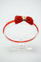 Kerst nylon haarband met strik - Kleur Rood Goud - Haarstrik – Kerst strik - Glitter haarstrik – Haarstrik met ster  - Bows and Flowers