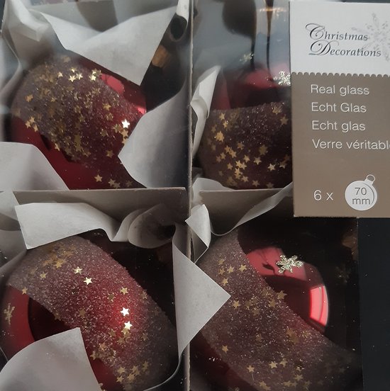 Kerstballen bordeaux rood 6 stuks