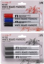 3BMT Whiteboard Markers - Set van 6 Stiften - Zwart, Blauw en Rood