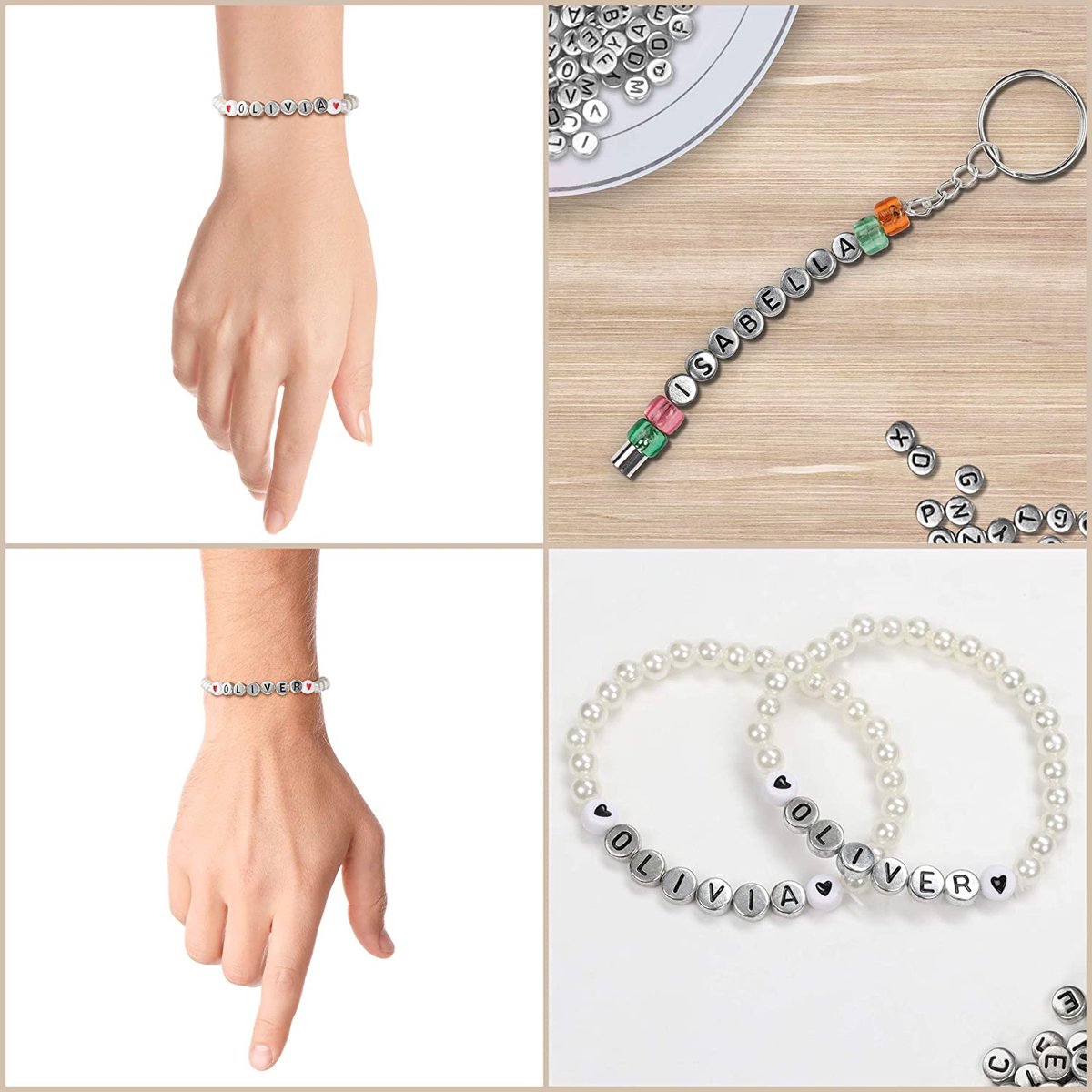 Behave Letterkralen Set - Zilver met Zwarte Letters - Acryl - Kralen - Alfabet Kralen - 7mm - 624 Stuks — afbeelding 10