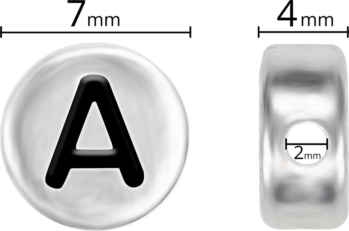 Behave Letterkralen Set - Zilver met Zwarte Letters - Acryl - Kralen - Alfabet Kralen - 7mm - 624 Stuks — afbeelding 9