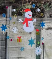 Kerstman + Sneeuwvlokken – Gel - Raam Stickers - K-120