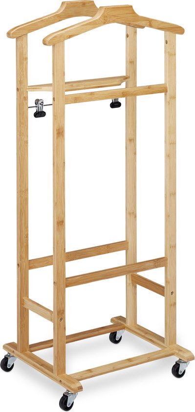 Dressboy bamboe - op wielen - met 2 knijpers - 107 cm