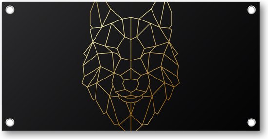 Minimalist Wolf - Goud - Tuinposter 200x100 - Wanddecoratie - Dieren