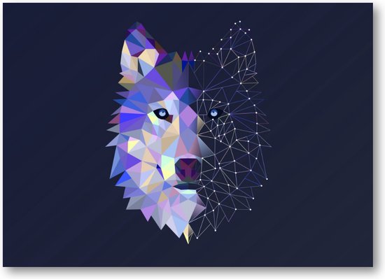 Abstracte Wolf - Canvas Liggend