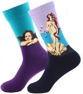 Kunstzinnige sokken - 2 paar - De geboorte van Venus - Sixtijnse Madonna, maat 41 - 46