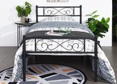 bedframe - Zwart - metaal - met hoofd- en voeteneinde - Premium stalen lattenbodem - Geen boxspring nodig - Geluidsarm - Antislip - stijl 3