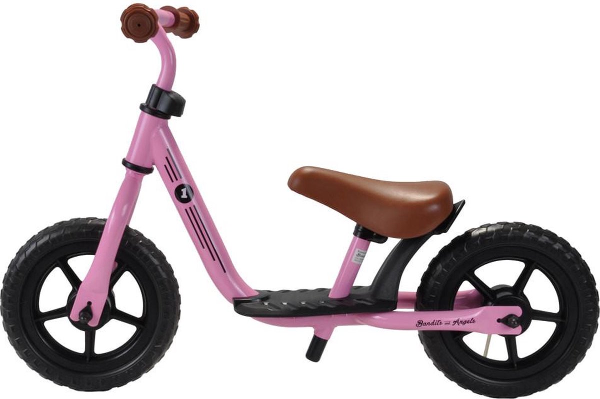 Bandits & Angels Metalen Loopfiets Met Mandje Starter Roze met Voetenplank vanaf 2 Jaar - Limited Edition - Roze Loop Fiets - Verstelbaar Zadel 29 tot 39 cm - Voor Jongens en Meisjes - Compact en Veilig - Lage Instap met Voetenplank — afbeelding 14