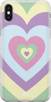 Retro Heart Pastel - iPhone Transparant Case - Hoesje met hartje pastel kleuren - Blauw / Paars / Roze / Groen - Siliconen hoesje geschikt voor iPhone X / Xs / 10