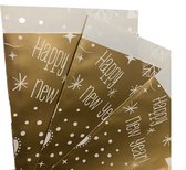 Inpakzakjes - Kerst / Christmas / Oud & Nieuw - Goud - Happy New Year - Traktatiezakjes - Uitdeelzakjes - Verjaardagzakjes - Feestzakjes - Inpakzakken - Zakjes | Papier | Traktatie - Kado - Leuk verpakt