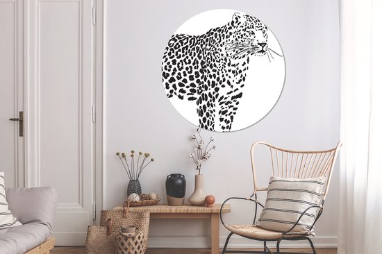 WallCircle - Wall Circle - Wall Circle - Une Illustration d'un Léopard - Aluminium - Dibond - 140x140 cm - Intérieur et Extérieur
