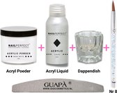GUAPÀ® Acryl Starterspakket Mega White | Acryl Poeder | Acrylic Liquid | Acryl Penselen | Dappendish | Acryl nagels | Professionele Kwaliteit