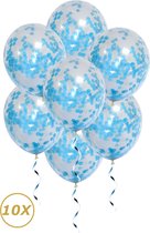 Ballons à l'hélium bleu clair Confettis sexe Reveal décoration de Fête de naissance Ballon Décoration en Papier Blauw - 10 pièces