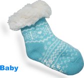 Gevoerde Baby Wintersokken met Antislip - Fluffy Gevoerd - Onesize - Baby - Baby Wintersokken - Baby Kerstsokken - Maat 0 - 24 maanden - Blauw