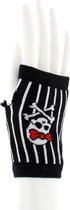 Zac's Alter Ego Vingerloze handschoenen Striped with Skull & Crossbones with Red Bow Zwart/Rood