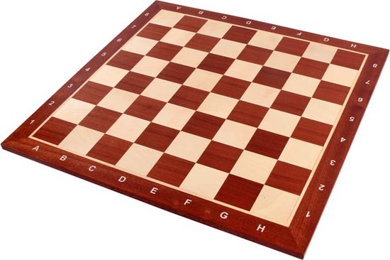 Thumbnail van een extra afbeelding van het spel Schaakbord Professioneel Sapele/Esdoorn Veld 50mm (met coördinaten)