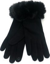 Handschoenen met Imitatiebont - Dames - One Size - Touchscreen Tip - Zwart