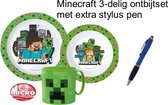 Minecraft 3 delig eetset - ontbijtset - bord, kom en grote beker- magnetron bestendig + EXTRA 1 Stylus Pen.