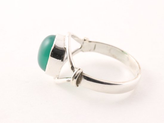 Bague en argent ajourée avec onyx vert - taille 16,5