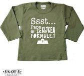 Ssst Papa en ik kijken Formule 1 * Tshirt lange mouwen Leger Groen * Maat 56 * Baby Cadeau * Kraam cadeau voor Papa's (en Mama's) Geboorte Cadeau * Baby Shower Cadeau* Snoes * Hipp