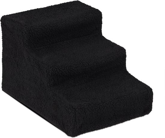 Hondentrap 3 tredes - voor bank - kleine honden - 30 cm - zwart
