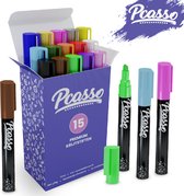 Pcasso® Premium Krijtstiften - 15 Kleuren - Raamstiften - Krijtstiften - Window Marker - Krijtmarker - Whiteboard Stiften
