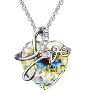 Bijoux by Ive - Ketting met hanger - Mooi hart met synthetische steen en de tekst LOVE