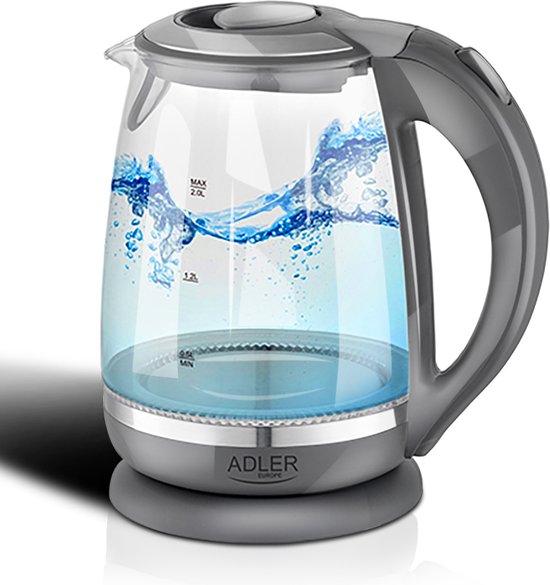 Waterkoker - 2 liter - Glas - Grijs - LED verlichting - Waterkokers |  bol.com