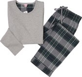 La-V pyjama sets voor jongens  met geruite flanel broek Grijs/ Groen 164-170
