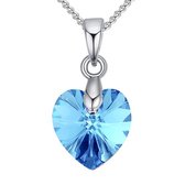 Ketting collier met kristal hanger hartje licht groen