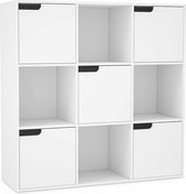 Luxiqo® Houten Boekenkast - Boekenkast Wit - Boekenrek Modern - 9 Ruime Compartimenten - L90 x B29 x H90cm - Wit