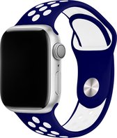 Sport watch bandje - Donkerblauw / Wit - 38/40/41mm - M/L - Series 1 2 3 4 5 6 7 SE - Geschikt voor Apple Watch