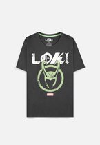 Marvel Loki Heren Tshirt -S- Logo Badge Zwart