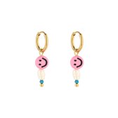 Oorbellen Happy Smiley - Michelle Bijoux - Oorbellen - One size - Roze