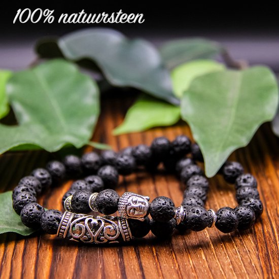 AWEMOZ Boeddha Natuursteen Armbanden - Boeddha Kralen Armbandjes - Zwart -  Armband... | bol.com