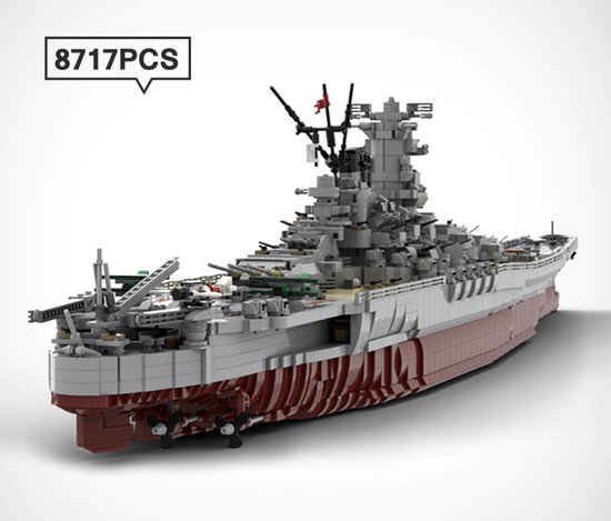 WW2 YAMATO Slagschip Bouwpakket - Marine - Boot - Oorlogsschip - Gevechtsschip - Slagschip - Destroyer - Creator - Technisch Bouwpakket - 8700+ Bouwstenen - Lego® Compatible - Toy Brick Lighting®