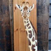 Giraffe op Hout - 100% handgeschilderd - 110 x 40 - YM-art