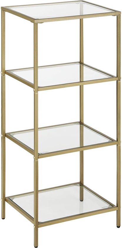 WoonWerkInterieur - Kast - Glazen Kast - Gouden Frame - 4 Verdiepingen -  40x30x95cm | bol.com