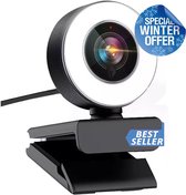 Lovani 2k Webcam Ringlight- Sharp Autofocus- Webcam voor Pc met microfoon – Gaming & streaming – Plug & Play – usb 2.0 - 2021 Model
