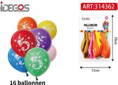 Ensemble de Ballons IDEGOS - 16 pièces - Ballons - Ballons ronds - Décoration de fête - Fête d'enfants - Anniversaire - Numéro 5