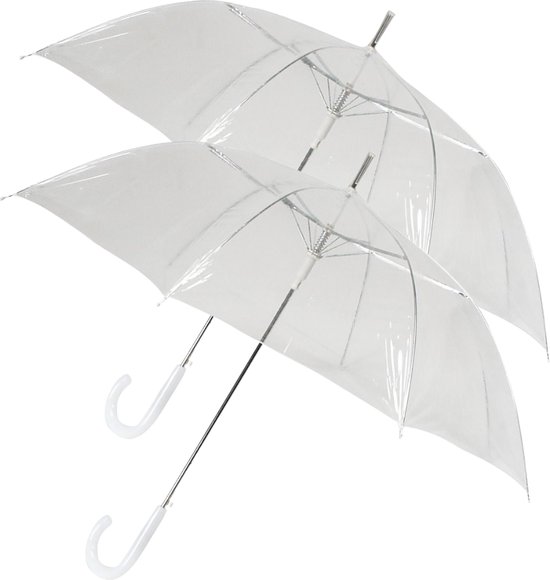 Kostuums Bezwaar Groot 2x transparante paraplu´s Ø 102 cm - wit - doorzichtig - plastic -  trouwparaplu -... | bol.com