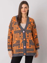 Oranje met Grijs Dames Gebreide Oversized Vest / Cardigan One Size