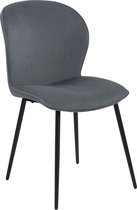 Eveliene eetkamerstoelen set van 6 ribstof zwart metalen poten